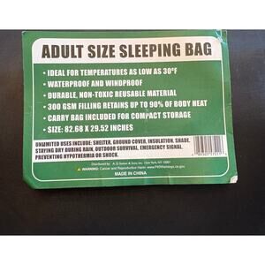 NWT AD Sutton & Sons Adult Size Sleeping Bag - Cold weather to 30 - Green